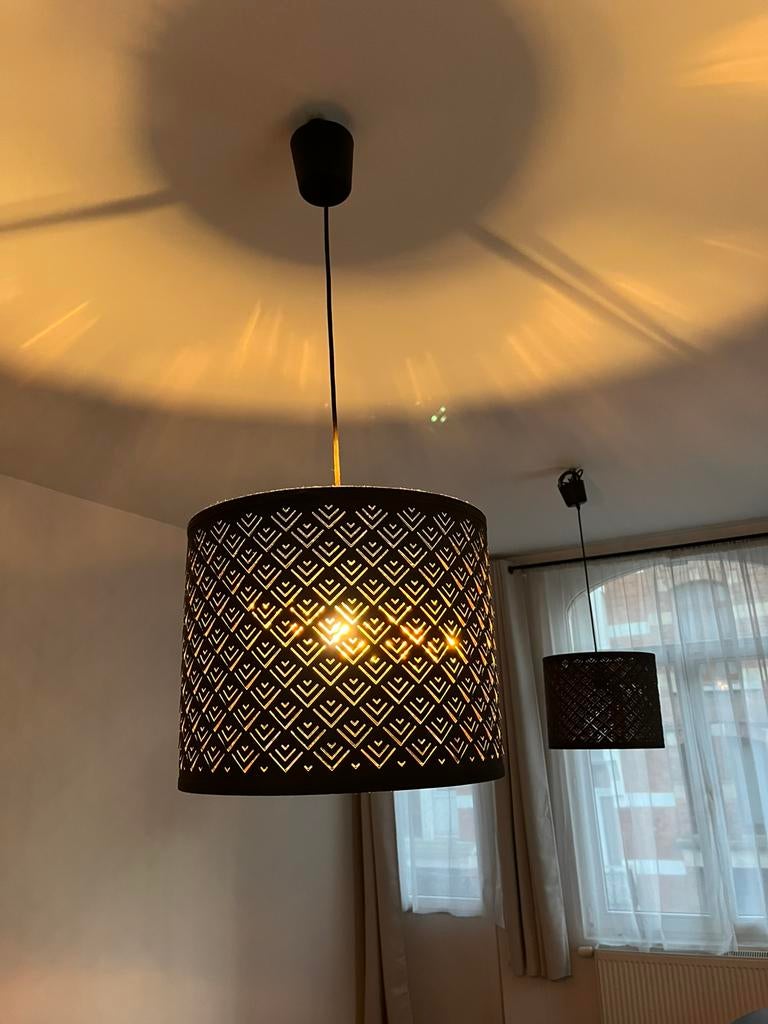 2 Suspensions luminaire ikea Nymo abat jour 59cm, Enlèvement, Utilisé, Synthétique, Moins de 50 cm