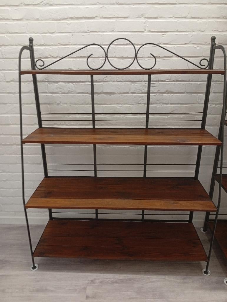 Decoratief rek - Smeedijzer+houten legplanken, Huis en Inrichting, Ophalen, 100 tot 150 cm, 100 tot 150 cm, Zo goed als nieuw