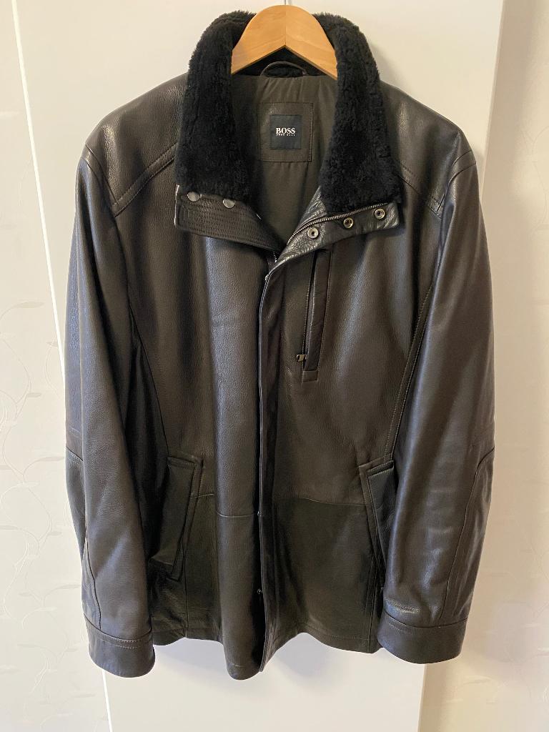 Lederen heren Boss winterjas maat 54, Boss, Enlèvement ou Envoi, Brun, Taille 52/54 (L)