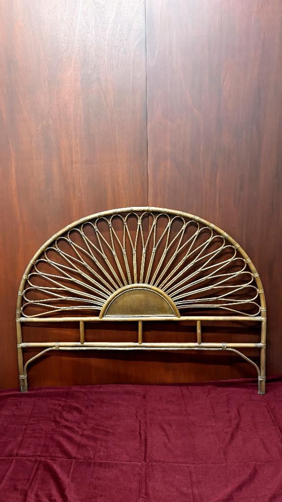 Tête de lit Vintage 160cm — style bohème en rotin, Maison & Meubles, Chambre à coucher | Lits, Comme neuf, Brun, Enlèvement, Bois