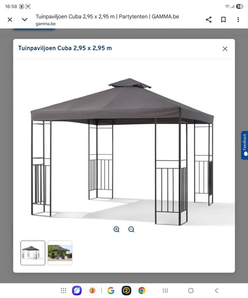 Zonnetent 3x3 meter  Slechts 1 seisoen gebruikt in Houthalen, Ophalen