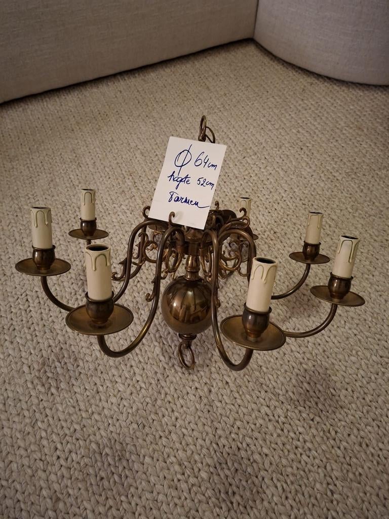 Antieke kroonluchter 8 armen met kaarsfittings, Ophalen