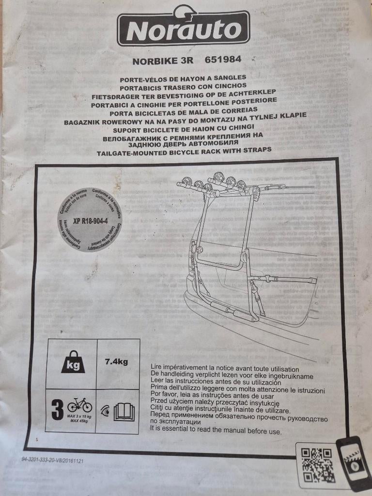 Fietsrek voor 3 fietsen, gebruik zonder trekhaak, Auto diversen, Fietsendragers, Zo goed als nieuw, Achterklepdrager, 3 fietsen of meer