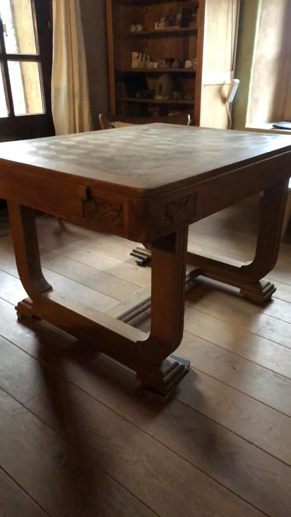 Table en chêne avec marqueterie 90 x 120 x 74, Enlèvement