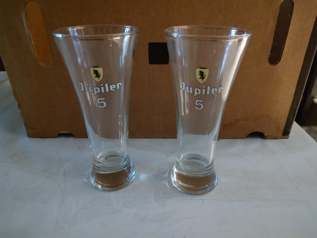 2 jupiler 5 glazen (fluitjes), Enlèvement, Utilisé, Verre à bière