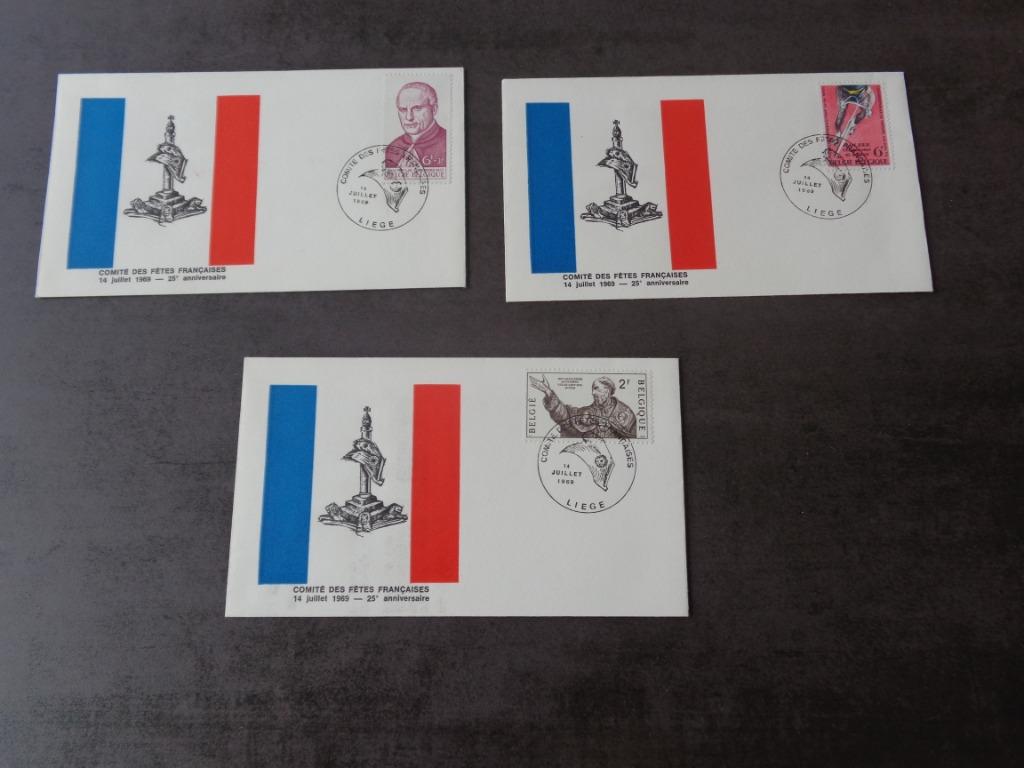 3 Franse nationale feestdag enveloppen in Luik 1969, Ophalen