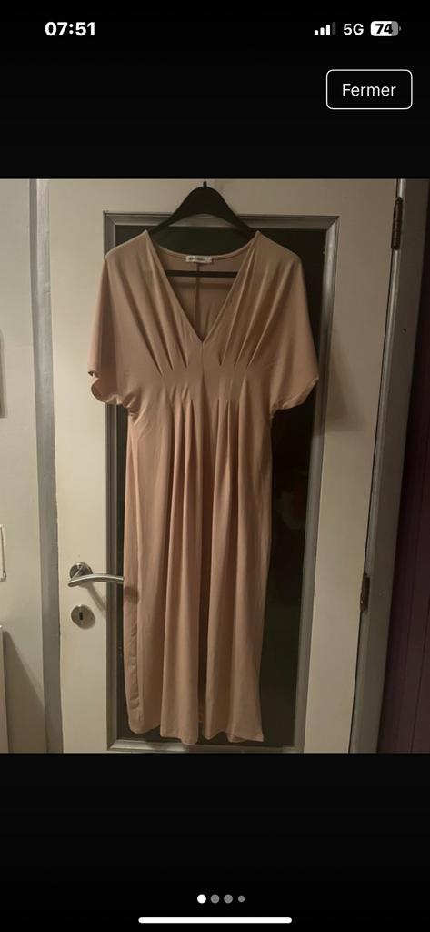 Robe douce élastique beige Lurex Bisous Project, Ophalen of Verzenden, Zo goed als nieuw, Beige