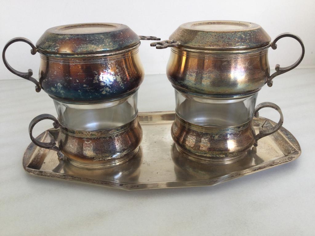 2 zilveren filters op zilveren schaaltje, Enlèvement ou Envoi