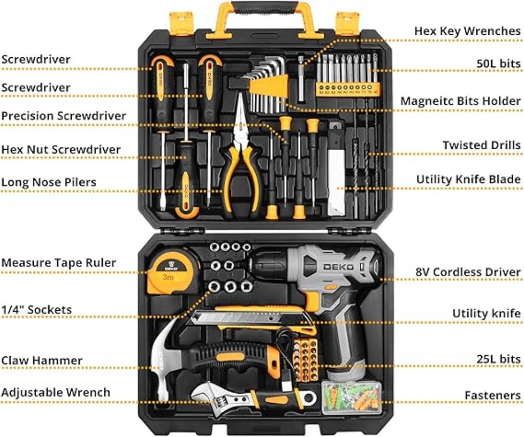 Valise à outils DEKO 126 pièces LIVRAISON RAPIDE ET GRATUITE, Envoi, Neuf