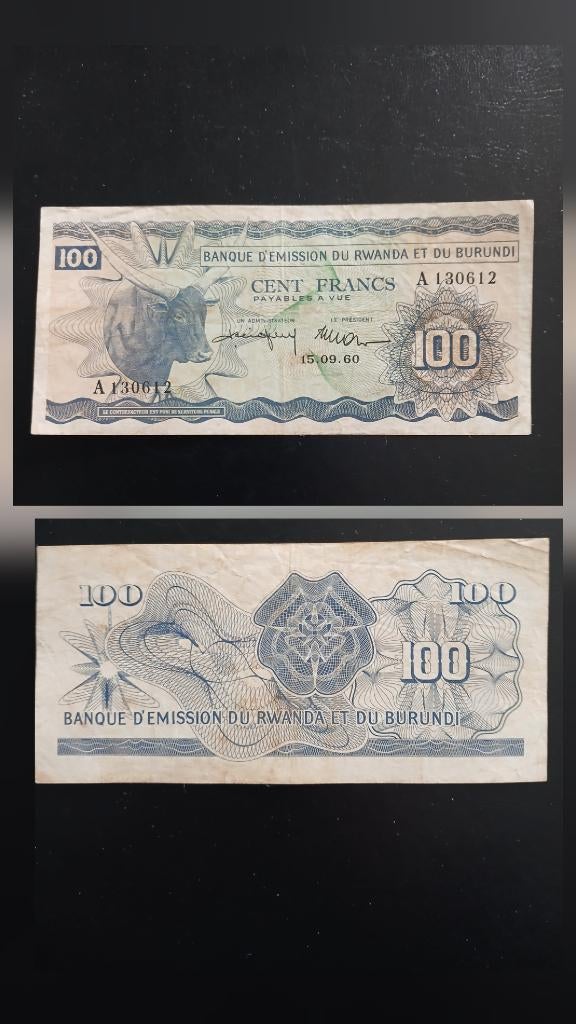 Bankbiljet van Rwanda en Burundi uit 1960 - RRR, Ophalen of Verzenden, Burundi, Setje