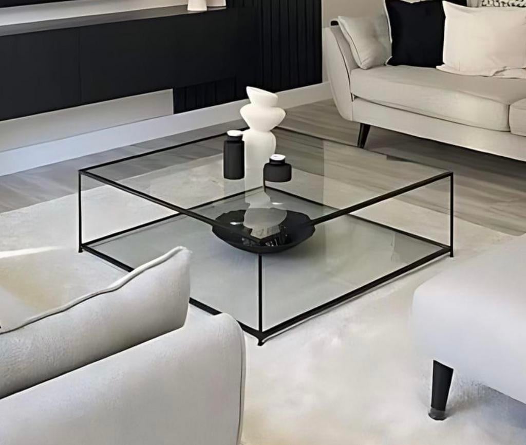 Table basse carrée en verre flambant neuve, Maison & Meubles, Neuf, 100 à 150 cm, Moins de 50 cm, Enlèvement