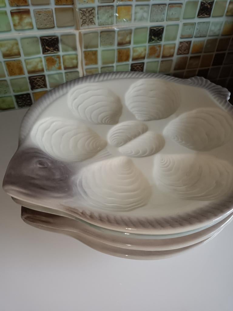 Assiettes à huîtres en céramique allemande Waechtersbach. 4, Enlèvement ou Envoi, ###, ###, ###