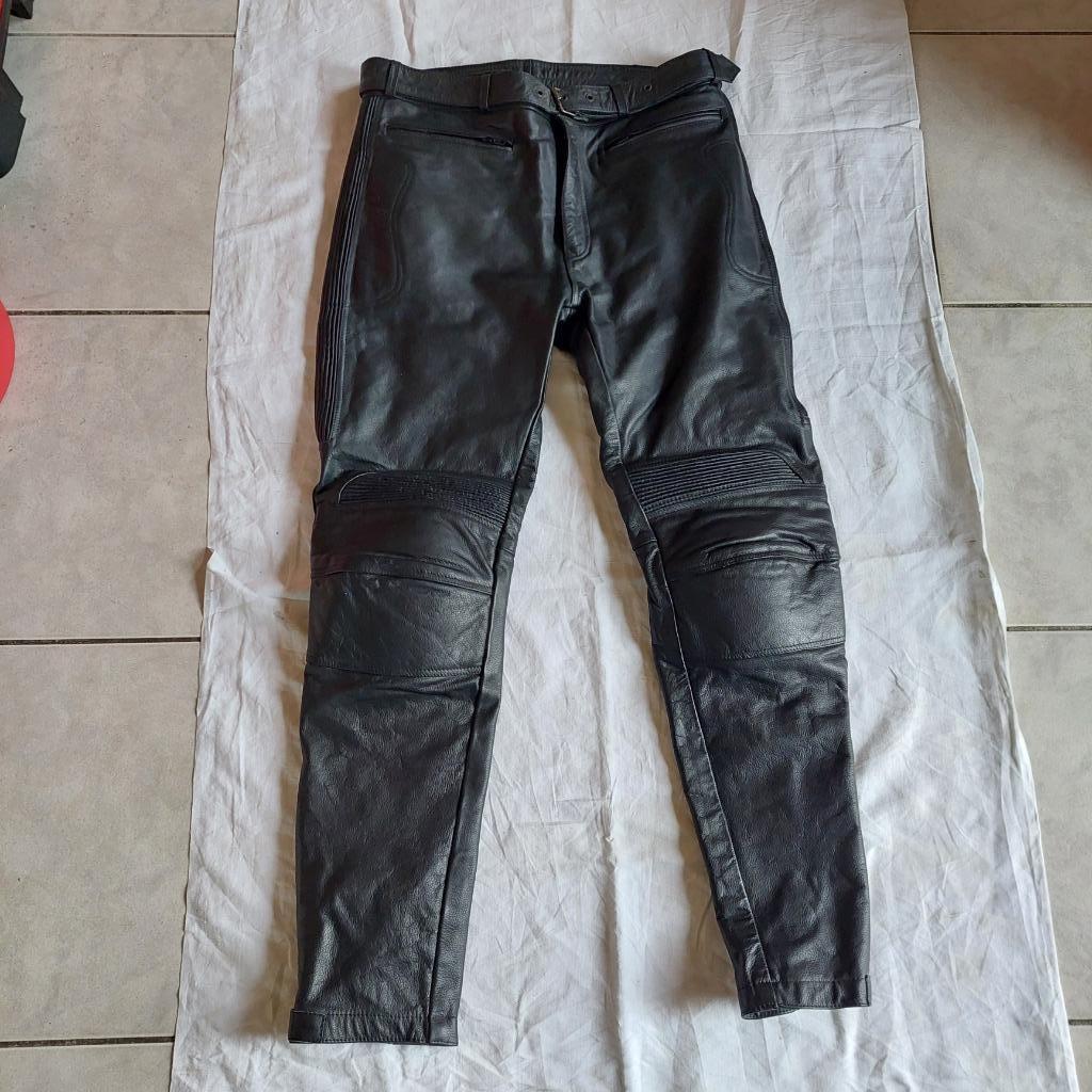 PANTALON MOTO CUIR VINTAGE TEXPEED W36 L 33 + PROTECTIONS, Motos, Enlèvement ou Envoi, Seconde main, Hommes, Pantalon | cuir