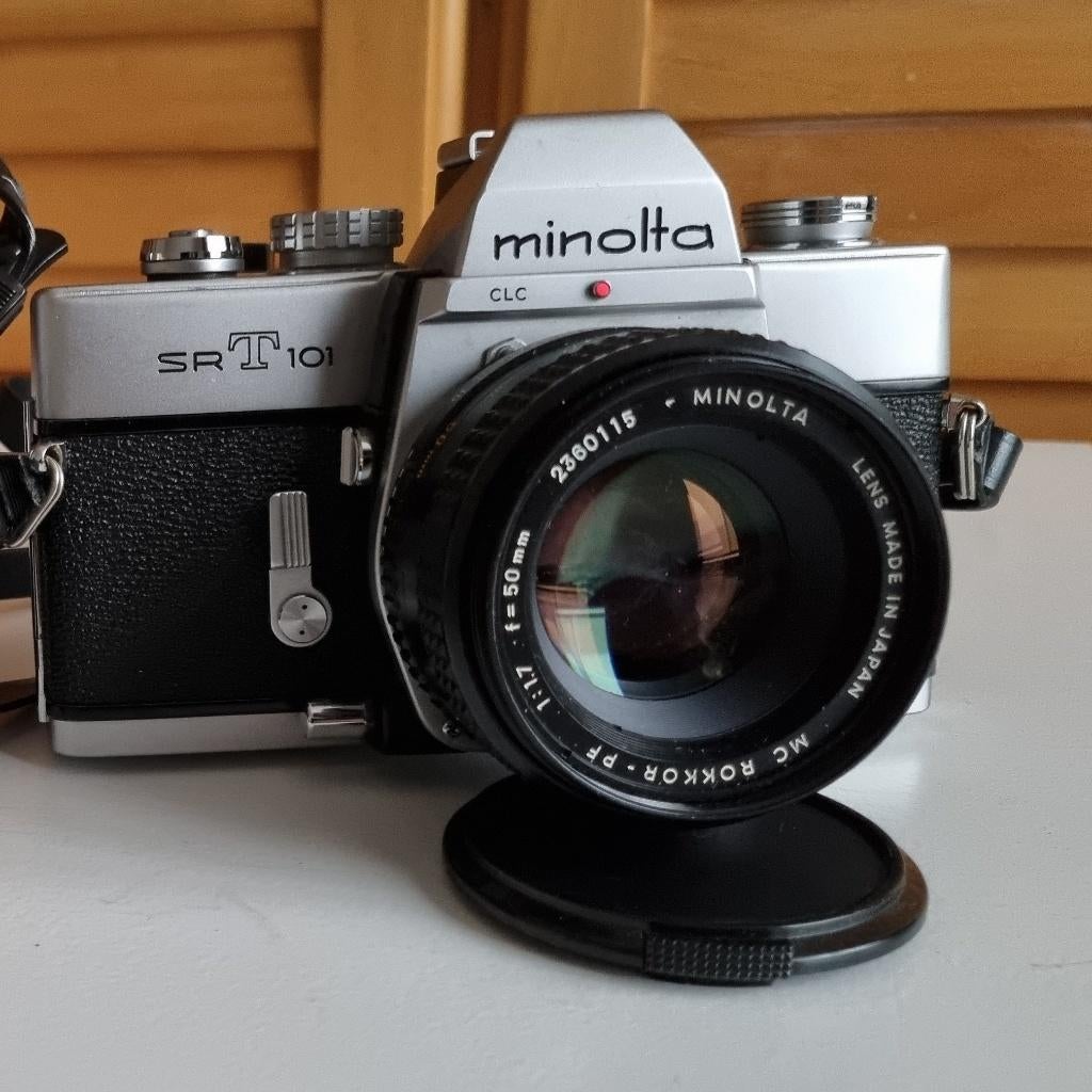 Minolta SRT100 en SRT 101 en 50mm f2 en F1.7, Ophalen of Verzenden, Gebruikt, Spiegelreflex, Minolta