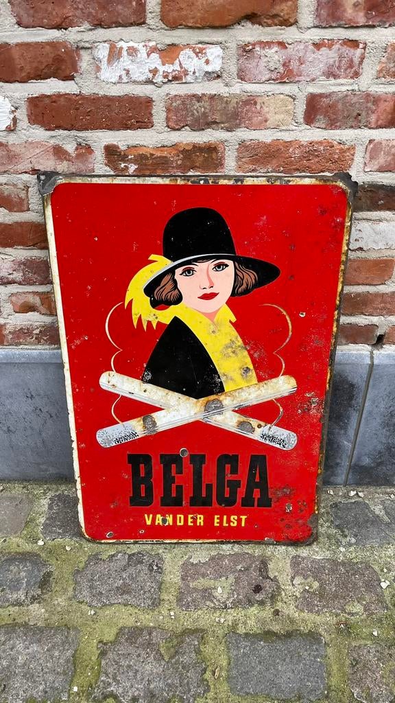 Emaille bord Belga., Ophalen, Gebruikt, Reclamebord