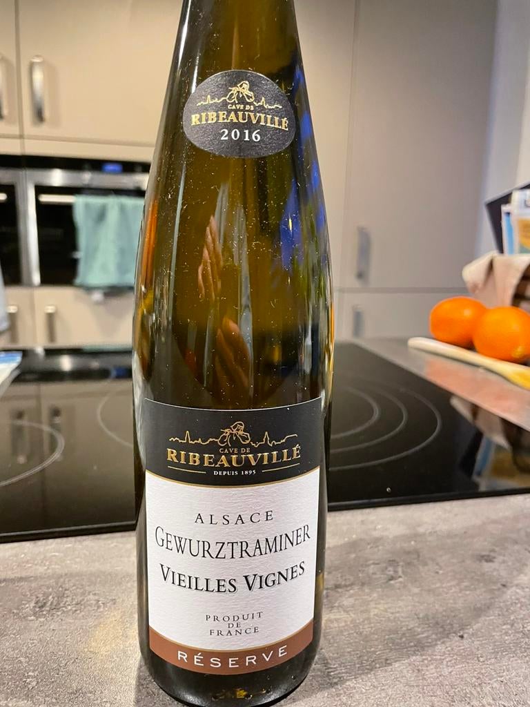 Witte alsace wijn - ribeauville - gewurztraminer, Ophalen, Zo goed als nieuw, Witte wijn