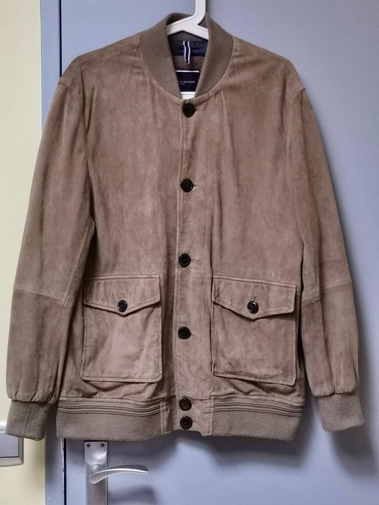 Daim Lederen Jas maat 52 - TOMMY HILFIGER, Maat 52/54 (L), Bruin, Ophalen of Verzenden, Zo goed als nieuw