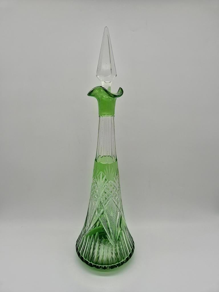 Grote Val Saint Lambert karaf groen uit China 45,5 cm krista, Antiek en Kunst, Ophalen of Verzenden