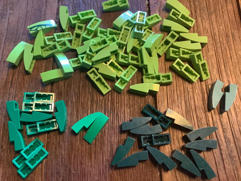 Lego slopes Curved tinten groen / 632-4, Ophalen of Verzenden, Zo goed als nieuw, Losse stenen, Lego