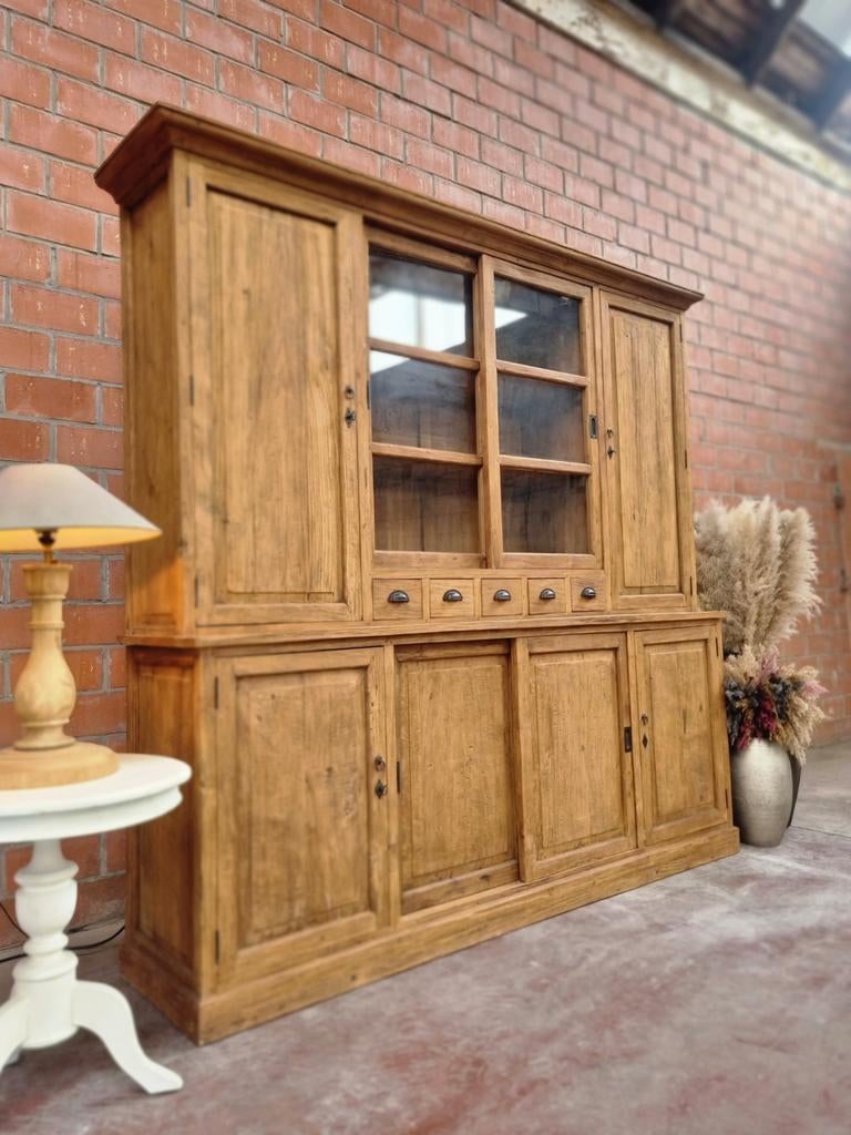 Teak buffetkast/vitrinekast art:83/26, Huis en Inrichting, Kasten | Buffetkasten, Ophalen, 200 cm of meer, Teak, Teakhout