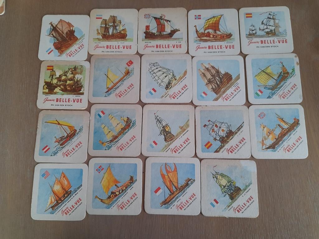 19 bierviltjes belle vue boten, Ophalen of Verzenden