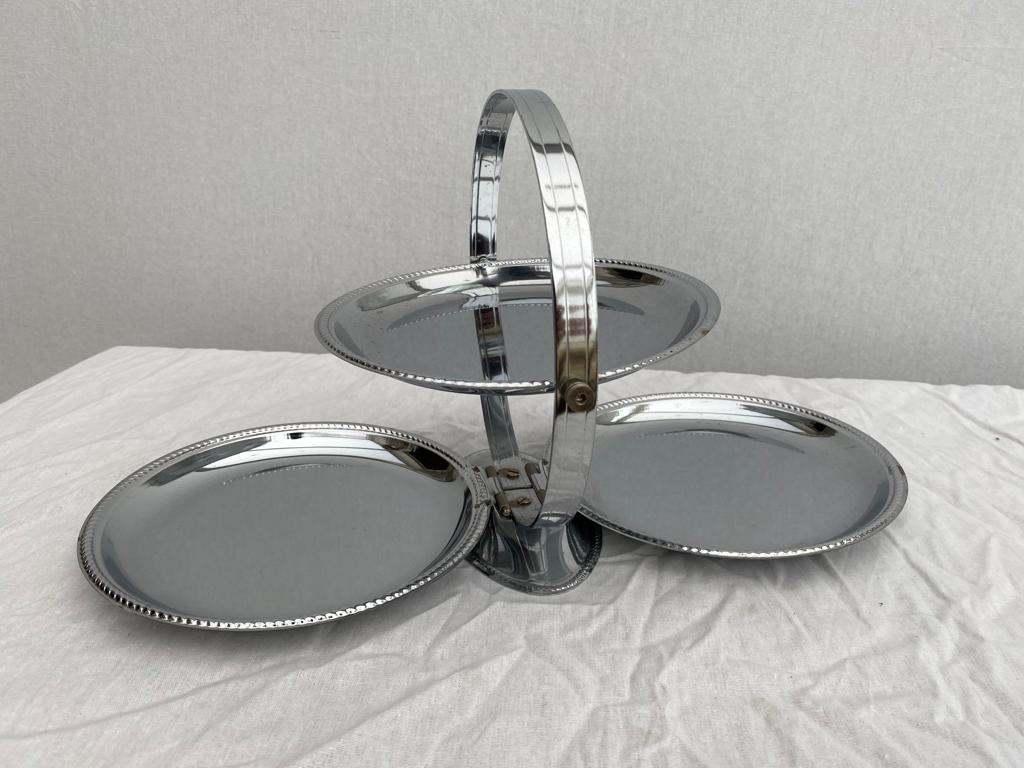 Dienschaal inox met 3 schijven, Huis en Inrichting, Woonaccessoires | Dienbladen, Ophalen