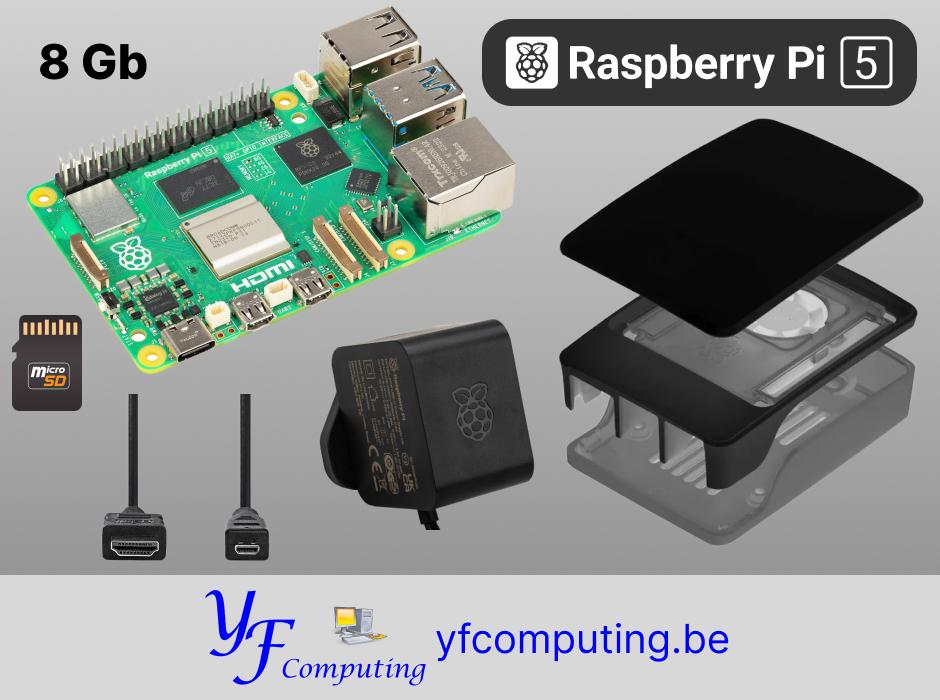 Raspberry Pi 5 8GB kit met behuizing – Nieuw, Hobby en Vrije tijd, Elektronica-componenten, Ophalen of Verzenden, Nieuw