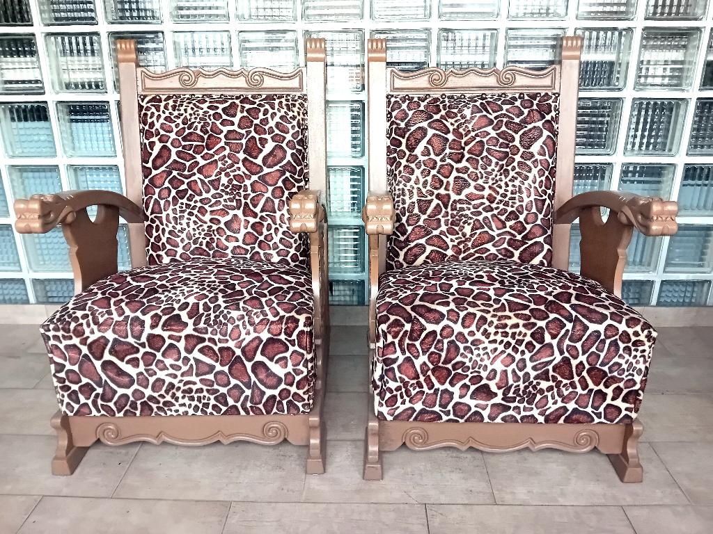 Stijlvolle salonstoelen met tafel, Ophalen, 75 tot 100 cm, Afrikaans luipaard ontwerp, Nieuw