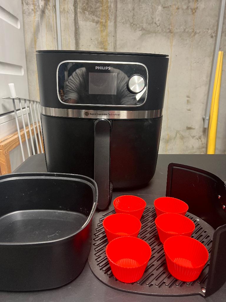 Philips Airfryer Rapid Combi Air + accessoires, Ophalen, Zo goed als nieuw, Airfryer, 1500 gram of meer
