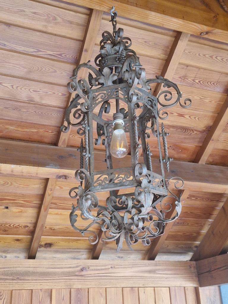 Oude mooie luster smeetijzer, Huis en Inrichting, Ophalen, Gebruikt, Metaal, Landelijk