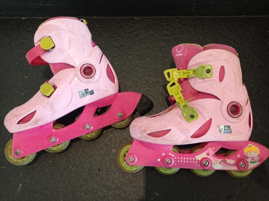 Roller enfant rose réglable 32-34, Rollers 4 roues en ligne, Réglable, Enlèvement, Utilisé