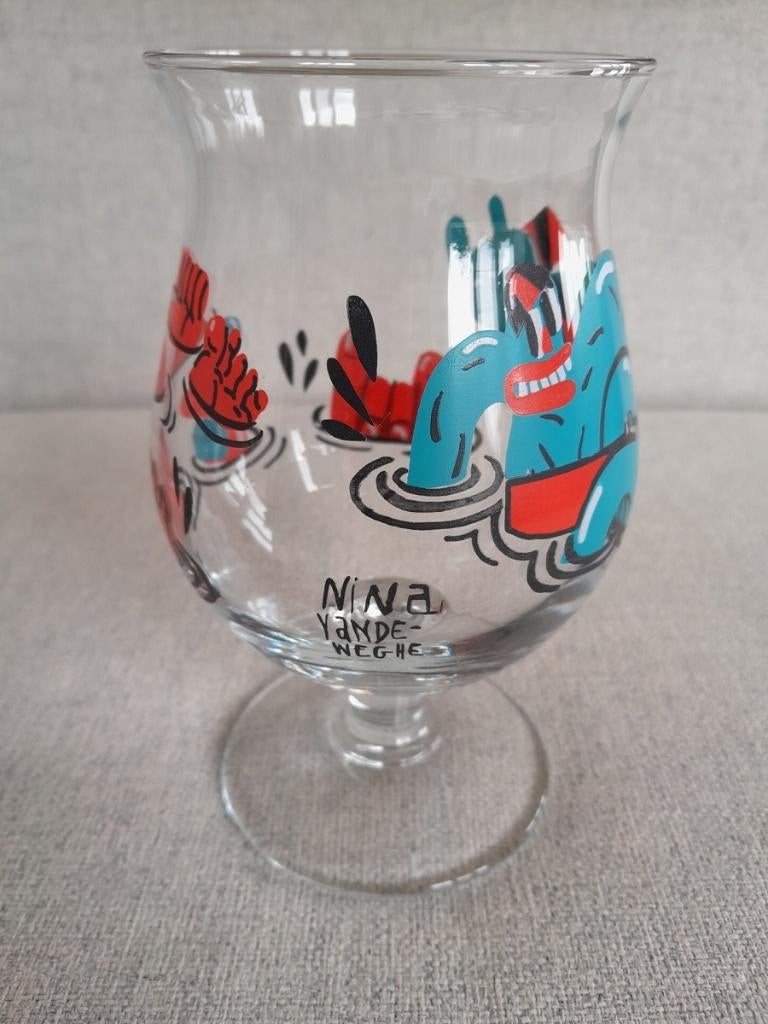 Duvel Nina Vandeweghe glas bierglas, Verzamelen, Ophalen of Verzenden, Bierglas