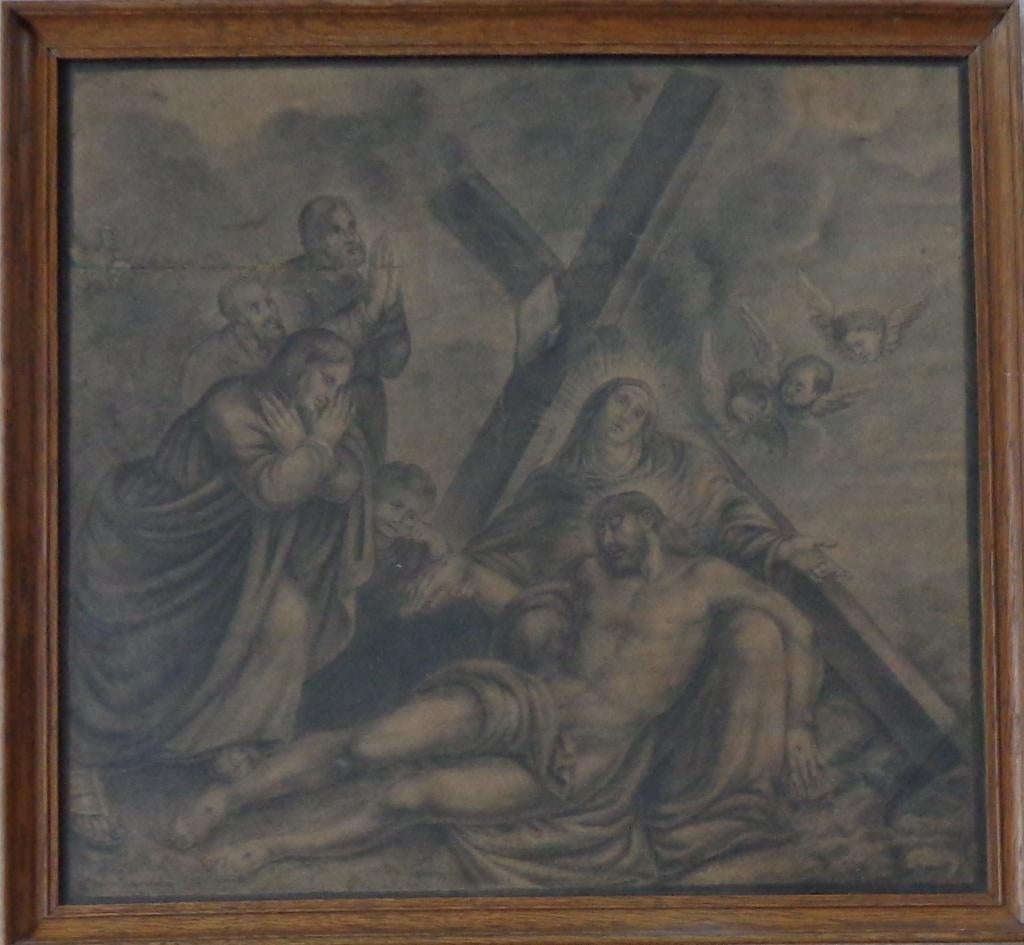 ACADEMIE DE LOUVAIN / BEWENING CHRISTUS / ORIGINEEL 46x49cm, Enlèvement ou Envoi