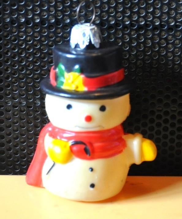 ancienne boule de noel vintage bonhomme de neige, Antiquités & Art, Enlèvement ou Envoi