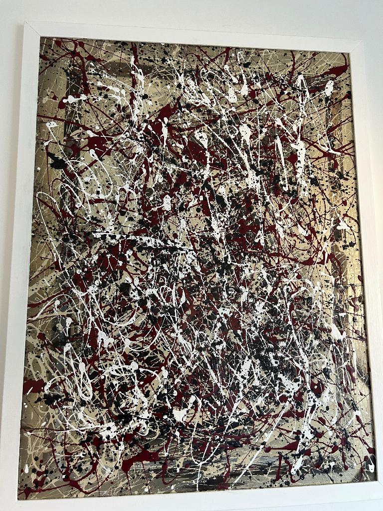 modern schilderij- ode aan Pollock, Antiek en Kunst, Kunst | Schilderijen | Modern, Ophalen of Verzenden