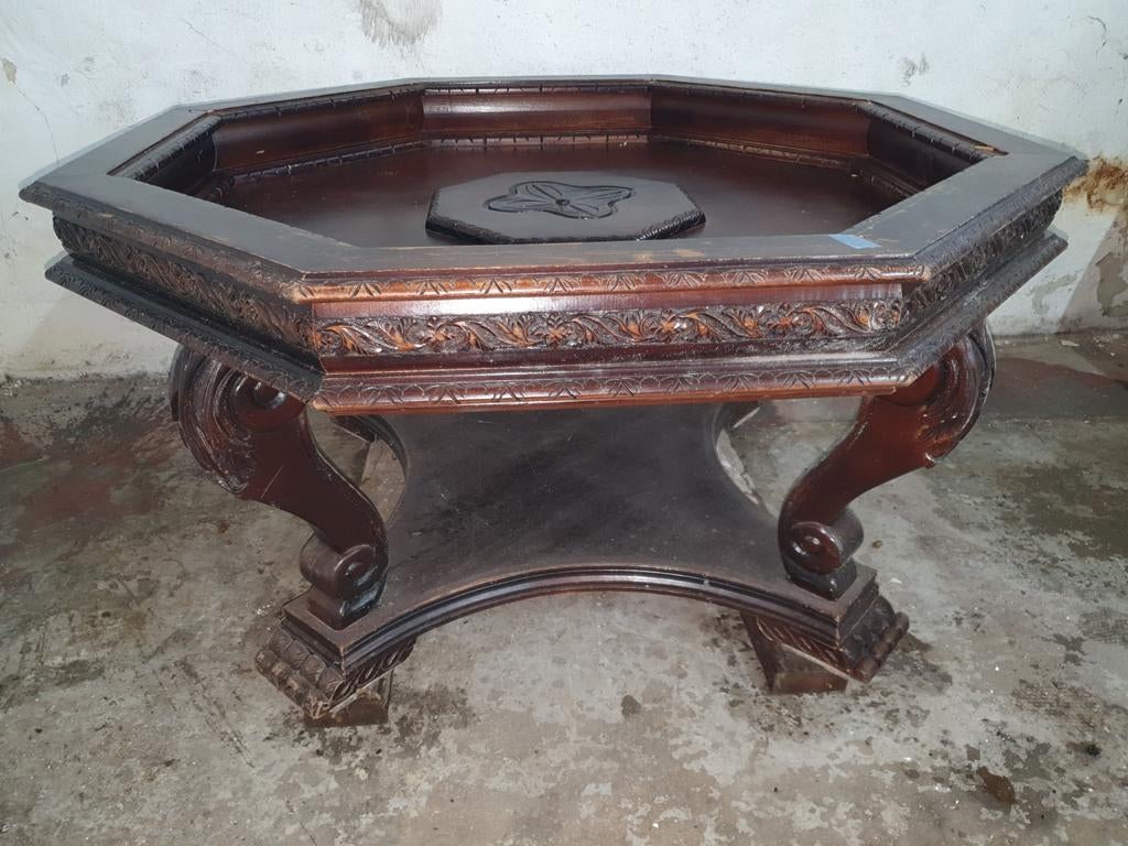 Masief hout tafel achthoekig, Antiek en Kunst, Ophalen