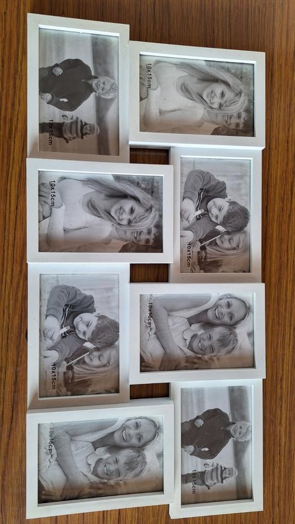 Foto lijst wit 60 x 28 cm voor 8 foto's van 10 x 15 cm., Ophalen of Verzenden, Nieuw