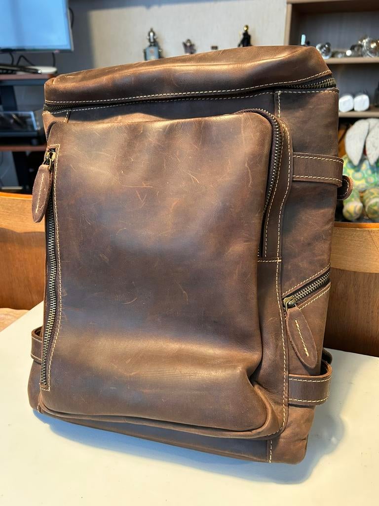 Rugzak in echt leder, Ophalen of Verzenden, Zo goed als nieuw
