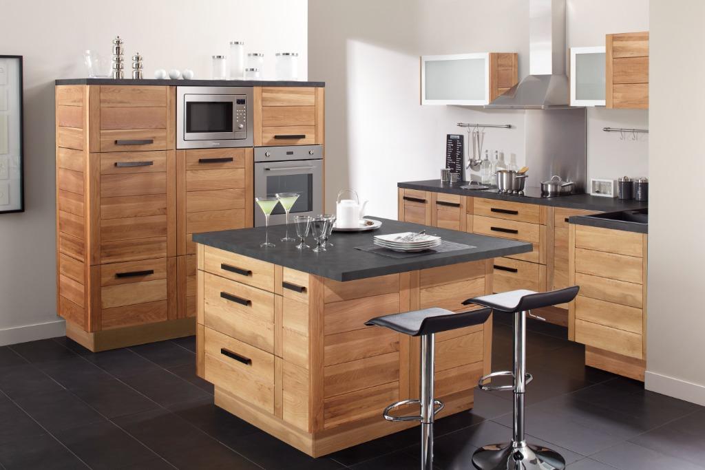 Meubles de cuisine chêne massif vernis design, Huis en Inrichting, Keuken | Complete keukens, Nieuw, Overige typen, Overige kleuren