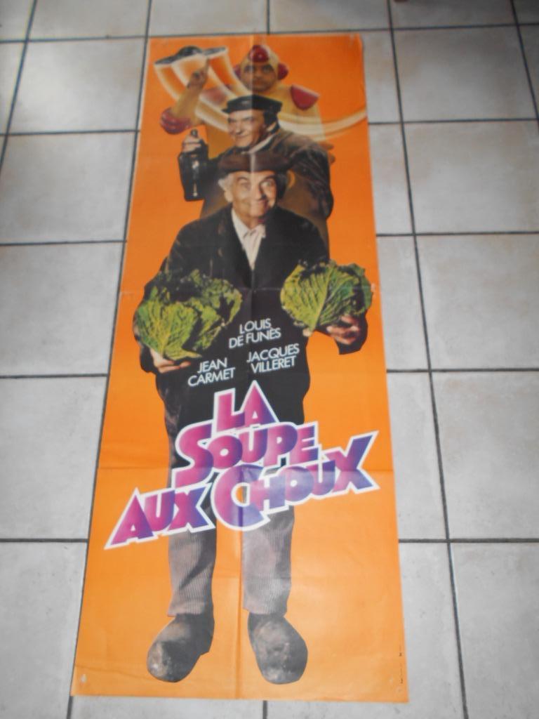 louis de funès : affiche la soupe aux choux (157 x 57), Collections, Enlèvement ou Envoi, Rectangulaire vertical, Utilisé, Cinéma et TV