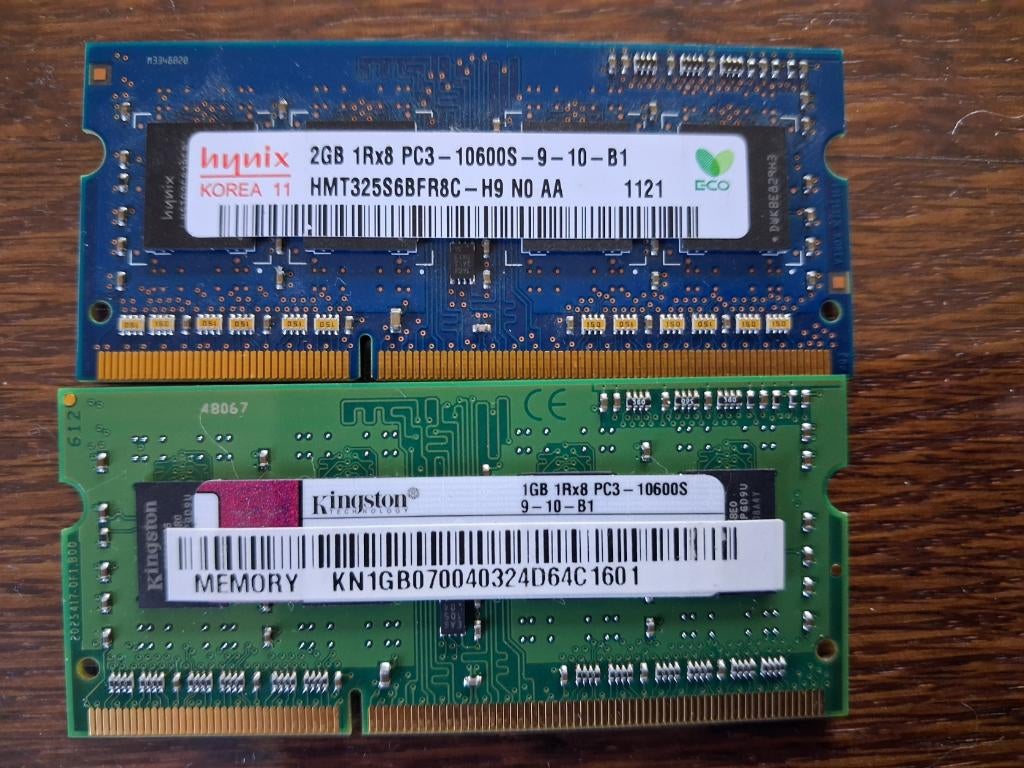 laptop geheugen DDR3   2GB en 1GB, Computers en Software, RAM geheugen, Ophalen, Gebruikt, DDR3, Laptop