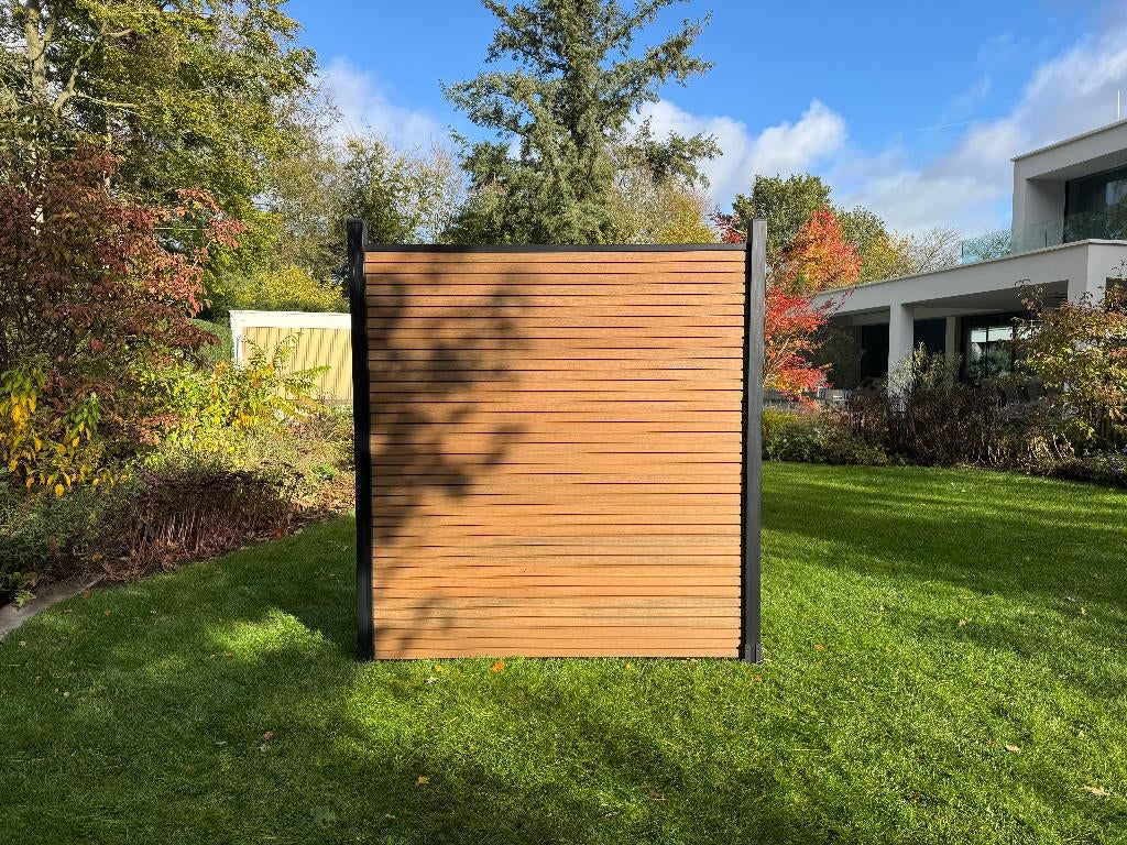 Aanbieding: Luxe composiet schutting – compleet geplaatst, Tuin en Terras, Kunststof, 1 tot 2 meter, 6 meter of meer, Nieuw