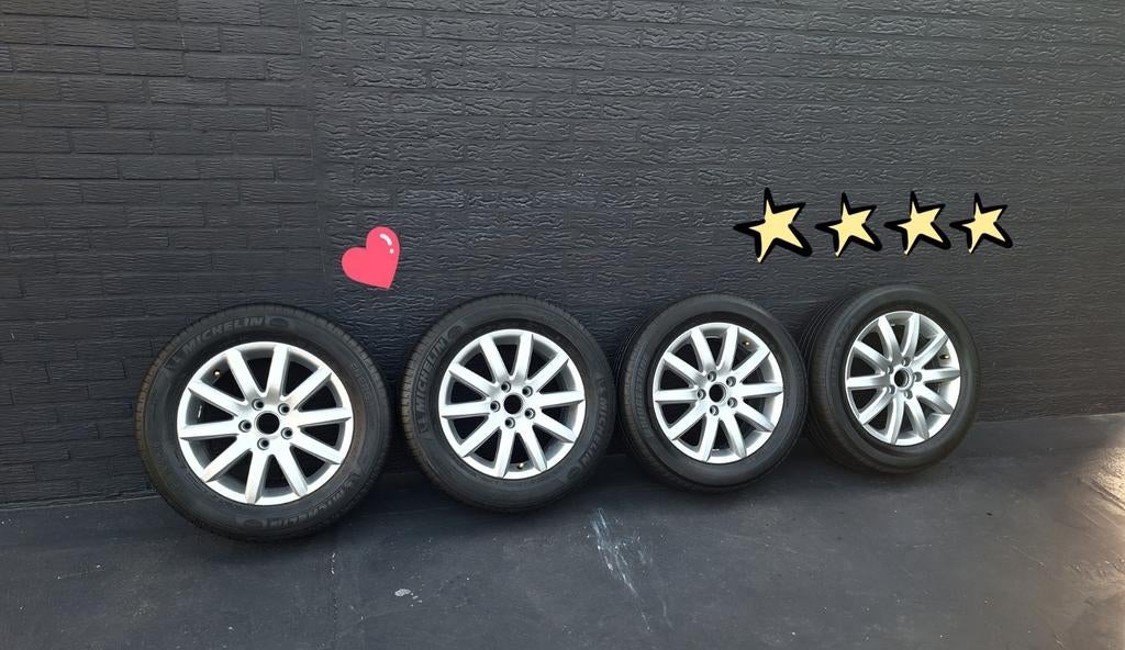 4 jantes en aluminium avec pneus 215/ 60R16, Enlèvement, Utilisé, 4 Saisons, Pneu(s)
