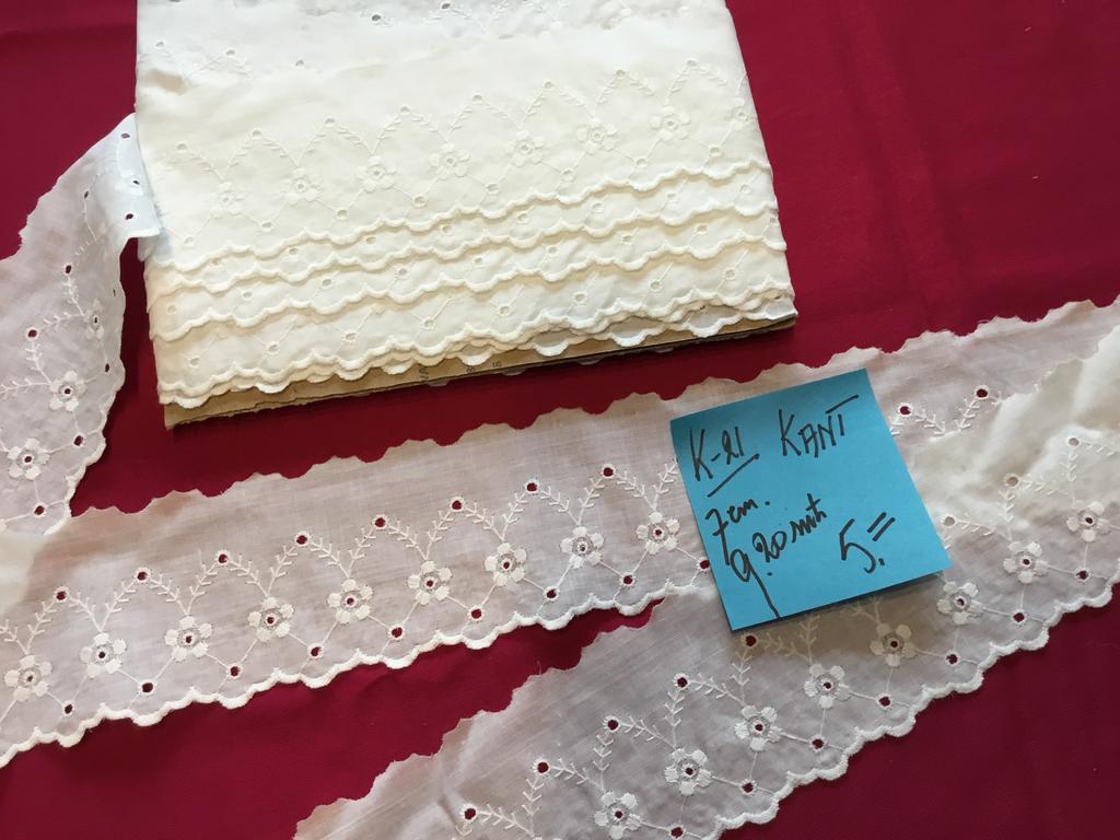 Kant katoen 7 cm breed, haspel 9,20 mtr. Voor 5,00, Hobby en Vrije tijd, Ophalen of Verzenden