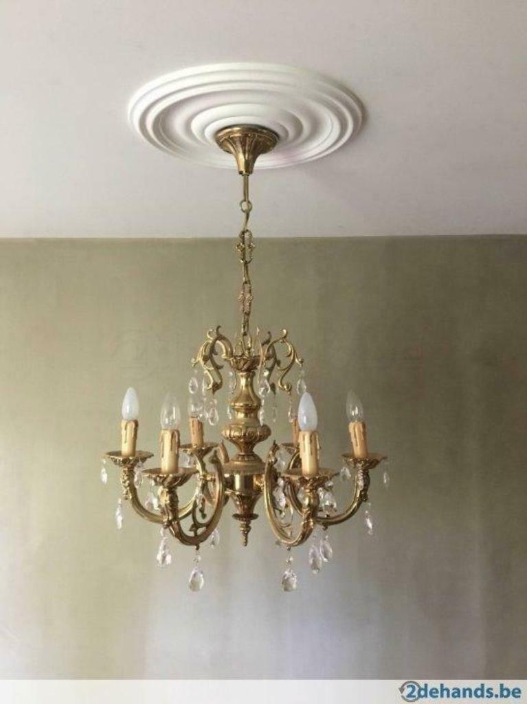 Klassieke vintage Luster met kristallen, Huis en Inrichting, Ophalen, Gebruikt, Glas, Klassiek kasteel louis XV