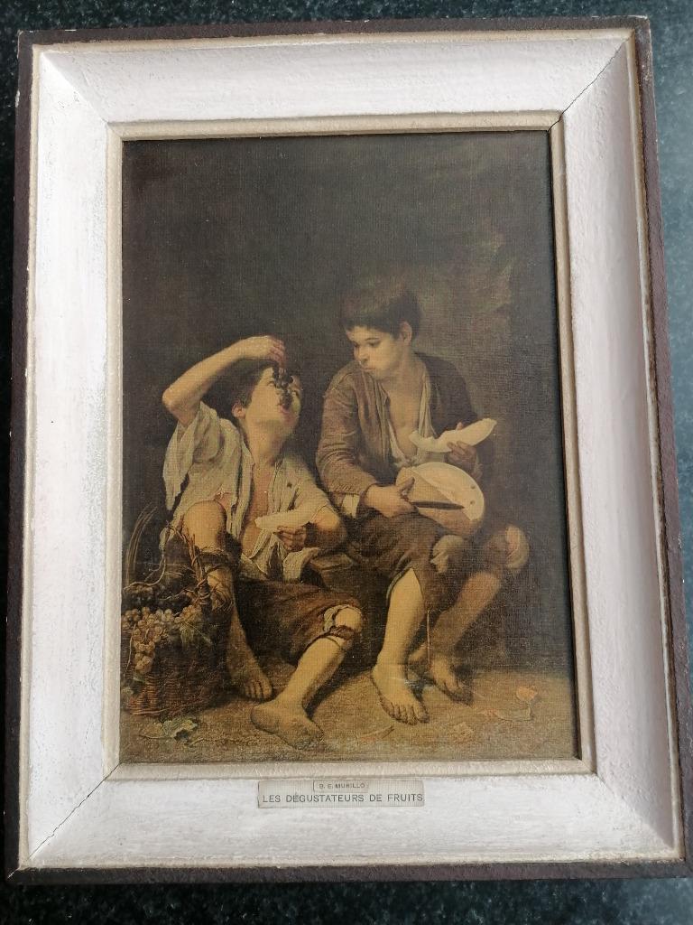 Schilderijtje 'les dégustateurs de fruit' kinderen, Murillo, Antiek en Kunst, Kunst | Schilderijen | Klassiek, Ophalen of Verzenden