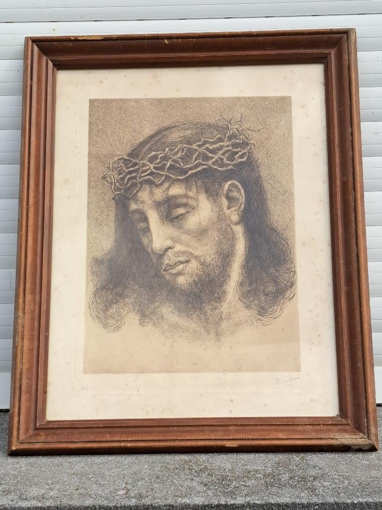 Gravure jesus signe victor dieu, Antiquités & Art, Art | Eaux-fortes & Gravures, Enlèvement ou Envoi