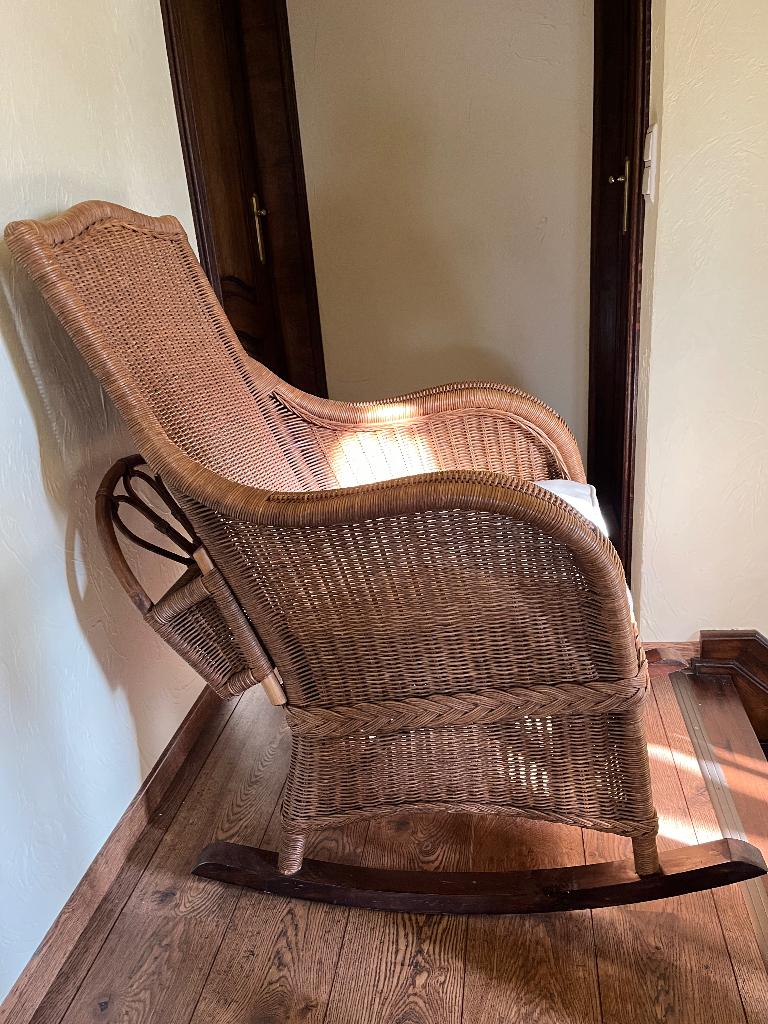 Rieten schommelstoel, Osier ou Rotin, Comme neuf, Brun, Enlèvement