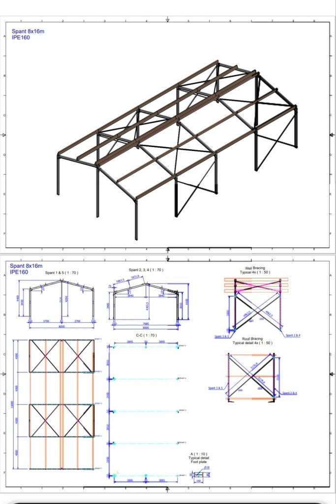 Nieuwe staalconstructie 8m00  x 16m00, Ophalen