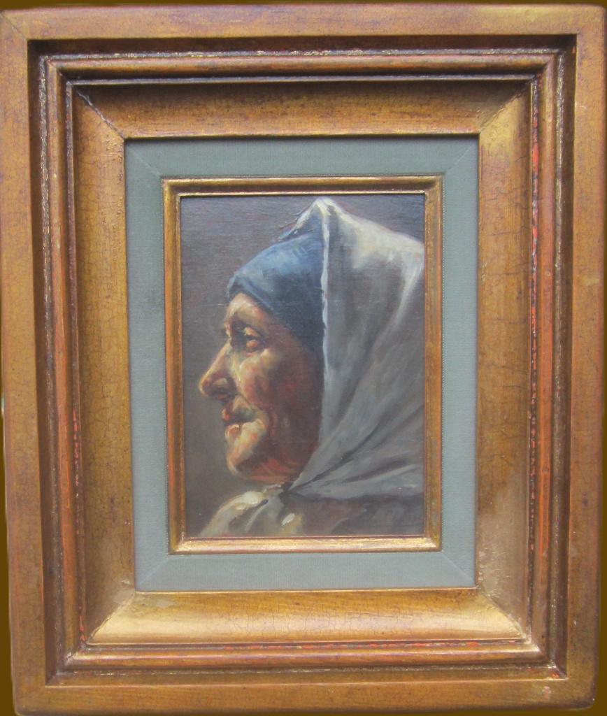 "Visage d'une vieille femme" - Louis Clesse, Antiquités & Art, Art | Peinture | Classique, Enlèvement